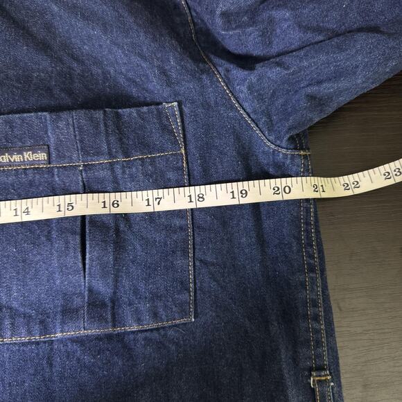Vintage Calvin Klein Denim Dress Womens Medium Shirtdress Corduroy Chore Barn - Picture 11 of 13